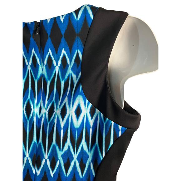 Calvin Klein Women's Blk/Blue Geometric Print Sleeveless Sheath Dress SZ 8 - Picture 5 of 11